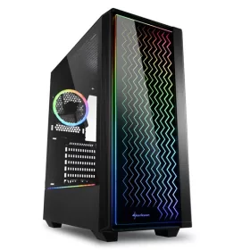   SHARKOON 4044951028160 sharkoon számítógépház -  lit 200 (fekete; üveg oldal; alsó táp; atx; 4x120mm rgb; 2xusb3.0; 1xusb2.0; i/o)