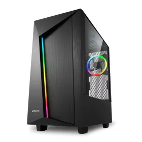   SHARKOON 4044951030163 sharkoon számítógépház - rev100 (fekete; ablakos; alsó táp; atx; 3x120mm led; 2xusb3.0; i/o)
