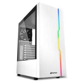   Sharkoon Számítógépház -  RGB Slider White (fehér; üveg oldal; alsó táp; ATX; 6x120mm; 2xUSB3.0; 1xUSB2.0; I/O)