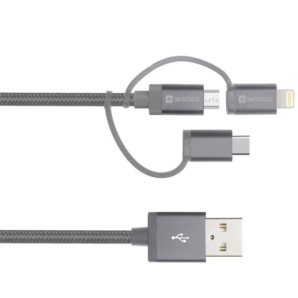 SKROSS Steel line 3in1 (Micro/Type-C/Lightning) 30cm USB kábel