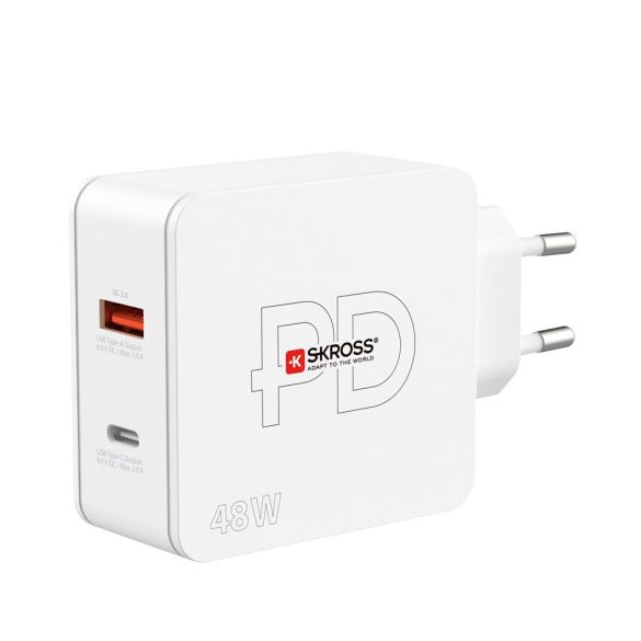 SKROSS univerzális gyorstöltő USB-C és USB-A csatlakozóval, 48W, PD