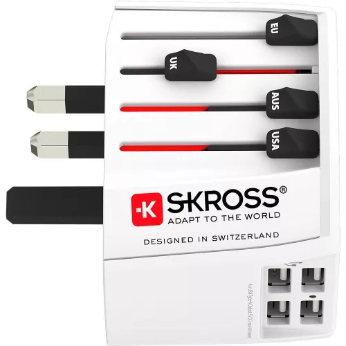 SKROSS MUV USB világutazó hálózati csatlakozó átalakító  és 4* USB töltő (4  USB A bemenettel)