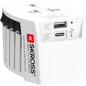   SKROSS MUV USB világutazó hálózati csatlakozó átalakító  és 2*USB töltő  (USB A és USB C bemenettel)