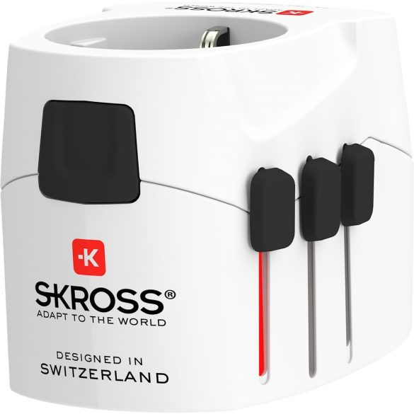 SKROSS PRO Light világutazó hálózati csatlakozó átalakító ,földelt, és USB töltő 4 A(standard) USB bemenettel