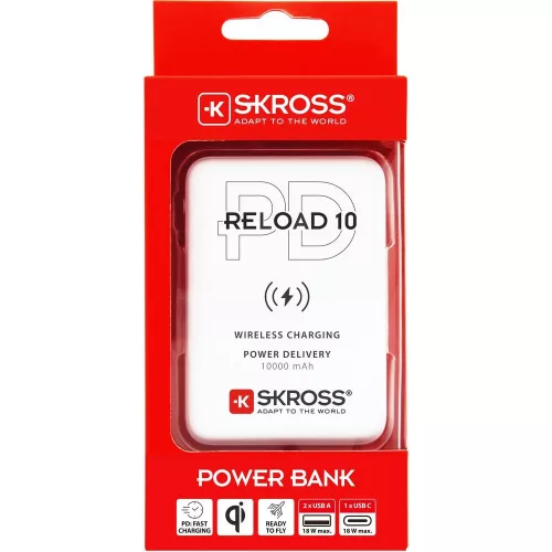SKROSS Reload10 10Ah power bank USB/ wireless töltéssel