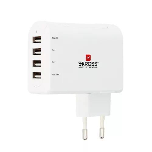 SKROSS USB töltő, 4 bementtel.