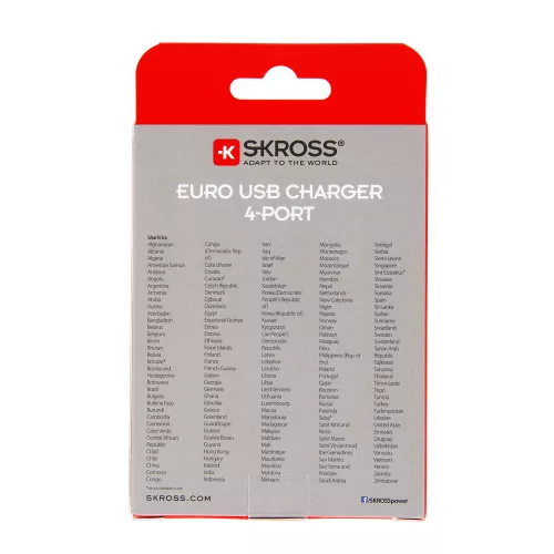 SKROSS USB töltő, 4 bementtel.