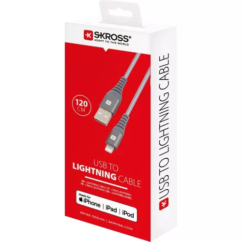 SKROSS Steel Line szinkronkábel Lightning csatlakozóval- 120 cm