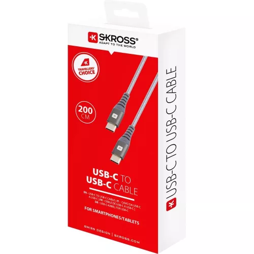 SKROSS Steel Line szinkronkábel USB-C és USB-C csatlakozóval- 200 cm