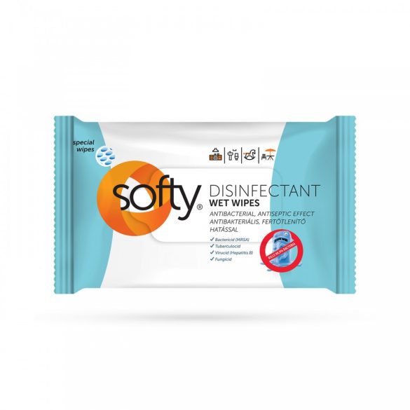 SOFTY Disinfectant nedves törlőkendő antibakteriális, fertőtlenítő hatással - 40db/csomag (99017)
