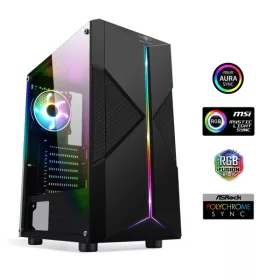   SPIRIT OF GAMER 8001RA spirit of gamer számítógépház - clone 3 rgb (fekete, ablakos, 8x12cm ventilátor, alsó táp,  atx, 1xusb3.0, 2xusb2.0)
