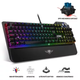   Spirit of Gamer Billentyűzet Mechanikus - XPERT K900 (105 gomb, SOG Blue , RGB LED,USB, full anti-ghost, fekete, magyar)