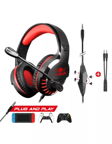 Spirit of Gamer Fejhallgató - PRO-H3 Switch (Nintendo Switch, mikrofon, 3.5mm jack, hangerőszabályzó, 1m kábel, piros)