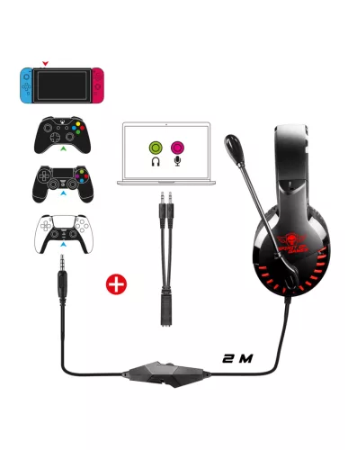 Spirit of Gamer Fejhallgató - PRO-H3 Switch (Nintendo Switch, mikrofon, 3.5mm jack, hangerőszabályzó, 1m kábel, piros)