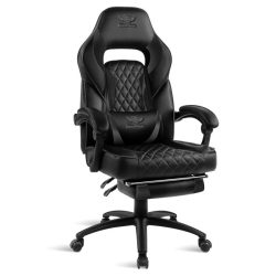   Spirit of Gamer szék - MUSTANG Black (állítható dőlés/magasság; kihajtható lábtartó; max.120kg-ig, fekete)