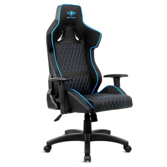 Spirit of Gamer szék - NEON Blue (állítható dőlés/magasság/kartámasz; max.100kg-ig, kék)
