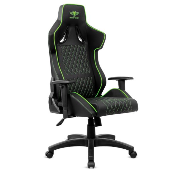 Spirit of Gamer szék - NEON Green (állítható dőlés/magasság/kartámasz; max.100kg-ig, zöld)