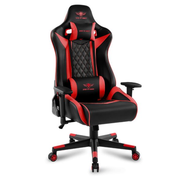Spirit of Gamer szék - CRUSADER Red (állítható dőlés/magasság/kartámasz; max.120kg-ig, piros)