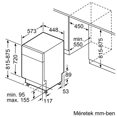 Bosch SPU4HMS10E mosogatógép beépíthető 10 teríték aláépíthető