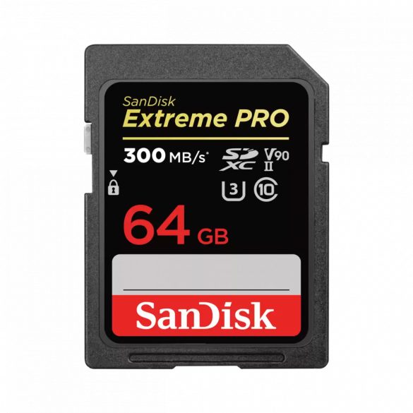 SanDisk SDXC Extreme PRO kártya 64GB, 300MB/s, UHS-II, CL10 10, U3, V90 (121505)