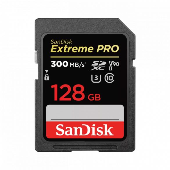 SanDisk SDXC Extreme PRO kártya 128GB, 300MB/s, UHS-II, CL10 10, U3, V90 (121506)