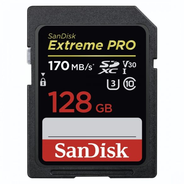 SanDisk SDXC Extreme Pro kártya 128GB 170MBps V30 UHS-I U3 (183531)