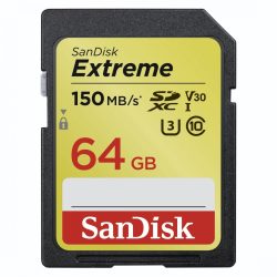   SanDisk SDXC Extreme kártya 64GB 150MBps V30 UHS-I U3 (183524)