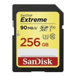   SanDisk SDXC Extreme memóriakártya 256 GB, 90 MB/s, CL10, V30 (173358)