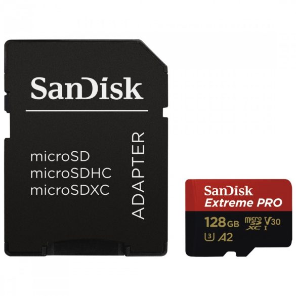 SanDisk microSDHC Extreme Pro 128GB memóriakártya 170MB/s C10 V30 UHS-I U3 A2 (183521)