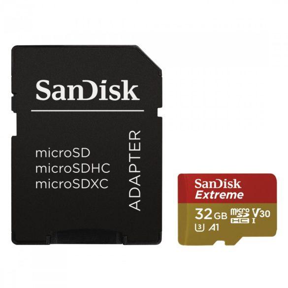 SanDisk microSD Extreme kártya 32GB, 90MB/s CL10 UHS-I, V30, A1 (173420)