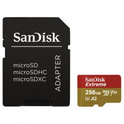   SanDisk microSD Extreme kártya adapterrel 256GB 160MBps A2 C10 V30 UHS-I U3 (183507)