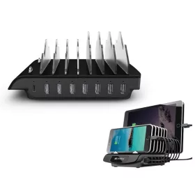   Sandberg Töltő állomás - Multi USB Charging Station (1x USB-C, 7x USB-A, Max.:72W, fekete)