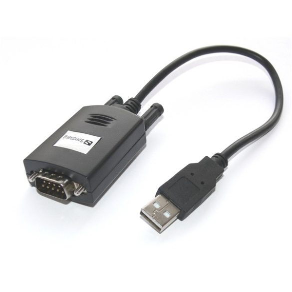 Sandberg Kábel Átalakító - USB to Serial Link (fekete; USB bemenet - RS232 9pin kimenet; 30cm)