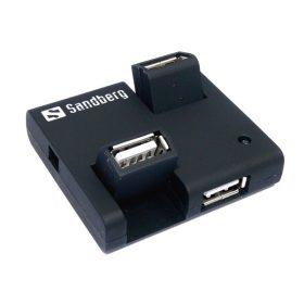   Sandberg USB Hub - USB Hub 4 port (fekete; kihajtható csatlakozók; kábel)