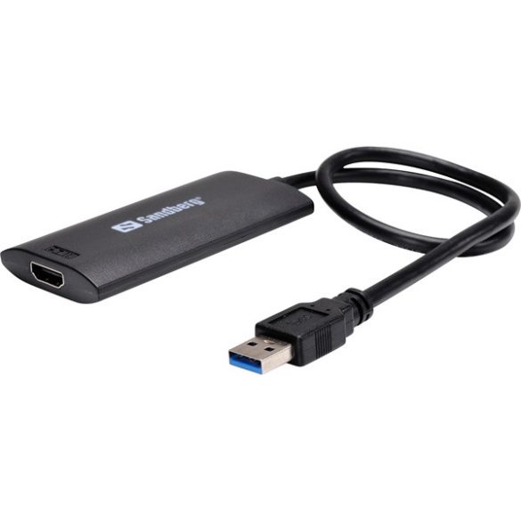 Sandberg Kábel Átalakító - USB3.0 to HDMI Link (fekete; USB bemenet - HDMI (anya) kimenet; max.2048x1152@32bit)