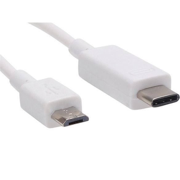 Sandberg Kábel - USB-C to MicroUSB (1m; fehér; USB-C bemenet; micro USB (apa) kimenet)