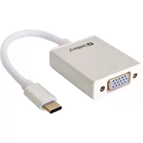   Sandberg Kábel Átalakító - USB-C to VGA Link (fehér; USB-C bemenet - Dsub (anya) kimenet; max.2048x1152@32bit)