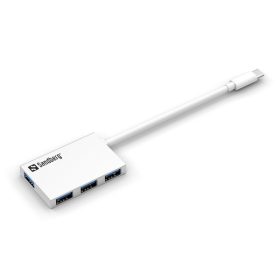   Sandberg USB Hub - USB-C to 4xUSB3.0 Pocket Hub (ezüst; USB-C bemenet; 4port USB3.0 kimenet, aluminium)