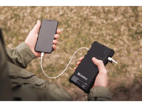 Sandberg Akkubank - Outdoor Solar Powerbank 24000mAh (napelemes; kültéri; IP54 por és cseppálló; LED; 3A 2xUSB+USB-C)