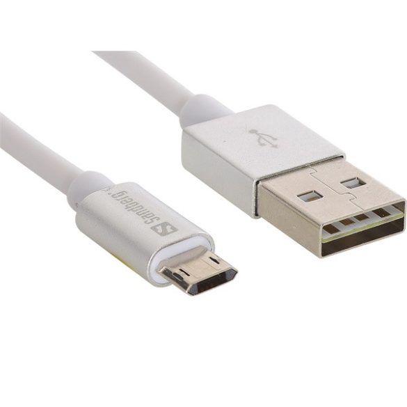 Sandberg Kábel - MicroUSB Reversible (1m; ezüst; megfordítható csatlakozók; USB-A apa bemenet; microUSB apa kimenet)