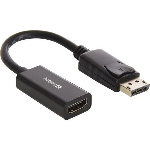 Sandberg Kábel Átalakító - DisplayPort - HDMI (DisplayPort 1.1 apa - HDMI 1.3a anya; fekete)