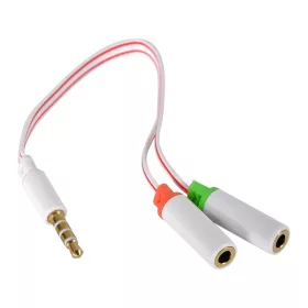   Sandberg Kábel Átalakító - Headset converter Dual->Single (3,5mm TRRS jack apa -> 3,5mm jack audio+mikrofon anya; fehér)