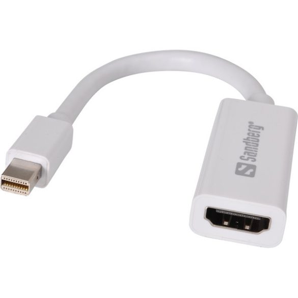 Sandberg Kábel Átalakító - MiniDisplayPort - HDMI (DisplayPort 1.2 apa - HDMI 1.4b 4K30 anya; fehér)