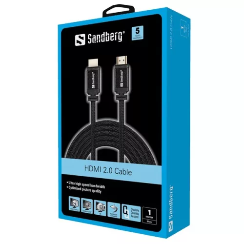 Sandberg Kábel - HDMI (1m; HDMI 2.0; 4K-UHD; fekete)