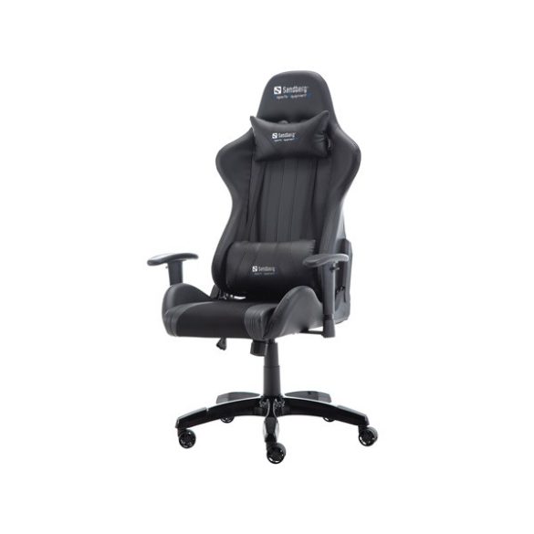 Sandberg Gamer szék - Commander Gaming Chair (fekete; áll. dőlés/magasság; párnázott kartámasz; PU+szövet; max.150kg-ig)