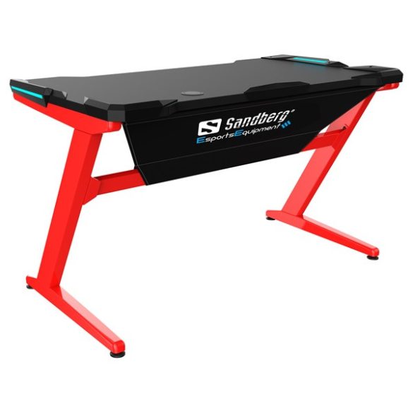 Sandberg Gamer Asztal - Fighter Gaming Desk (Fa lap, fém lábak; fekete-vörös; 120x66x73 cm)