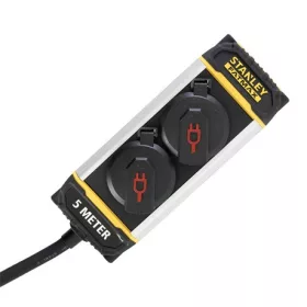   Stanley SXECCK0EAJE 2-es elosztó, övcsipesszel, ip44, 5m kábel