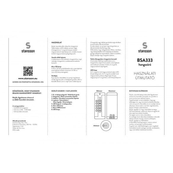 Stansson BSA333L Bluetooth hangszóró - világoskék