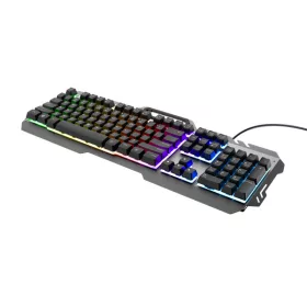   Trust Billentyűzet Gamer - GXT 853 Esca Metal (RGB LED háttérvilágítás; USB; szürke; magyar; fém váz)