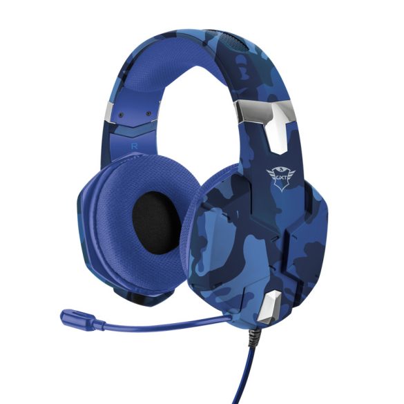 TRUST 23249 fejhallgató - GXT 322B Carus (mikrofon; hangerőszabályzó; 3.5mm jack; nagy-párnás; kék, PS4/PS5)